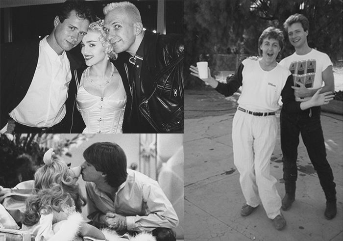 Paterson with (clockwise, from left:) Madonna and Jean Paul Gaultier; Paul McCartney; and Miss Piggy.
