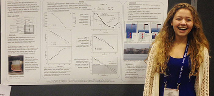 Emily Whitaker '17 presents original research at the fall 2015 AGU.