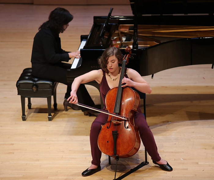 A student performs during the annual Concerto Competition