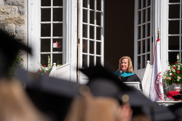 Lisa Sherman &rsquo;79, president &amp; CEO of the Ad Council, delivered the Commencement address and received an honorary Doctor of Public Service degree