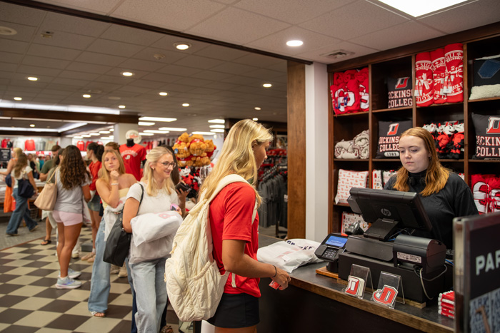 Student buying Parke Sweatshirt