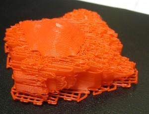 Trial run printing lava terrain. The file was just a surface with no base or sides.