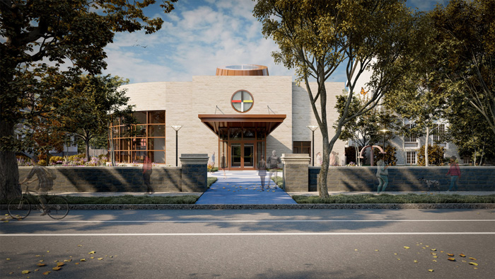 A rendering of the new center viewed from High Street.