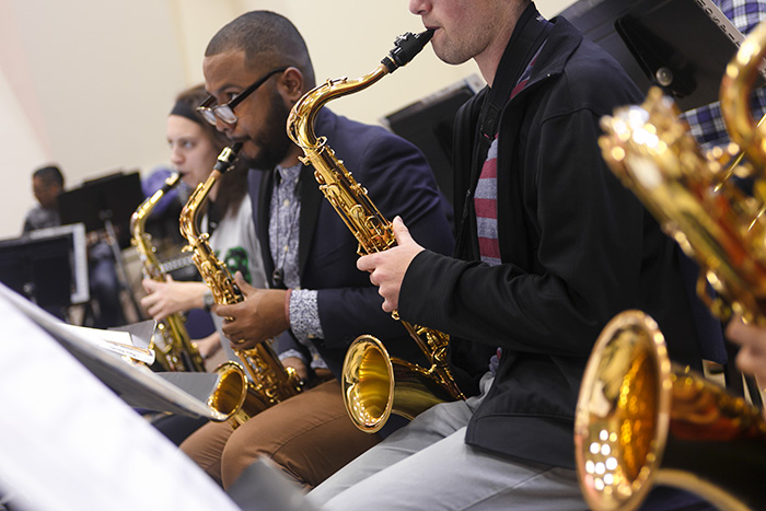 Jazz ensemble performs in spring 2016.