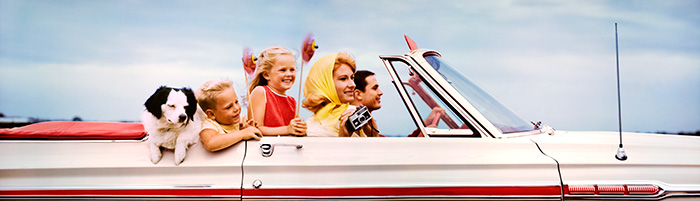 Jim Pond, Family in
Convertible Somewhere
in Texas, 1968.