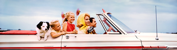 Jim Pond, Family in
Convertible Somewhere
in Texas, 1968.