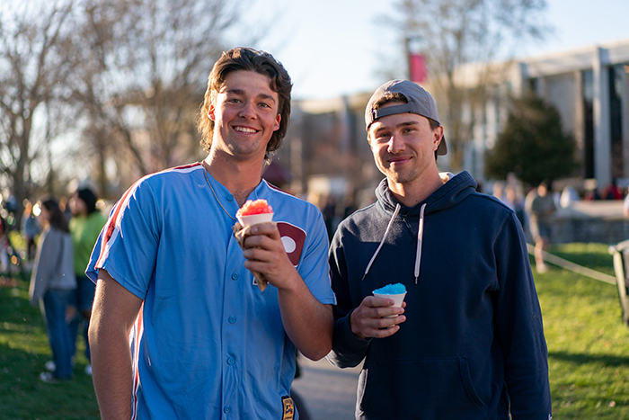 Students celebrate Major League Baseball&#039;s opening day with a picnic. Photo by Dan Loh.