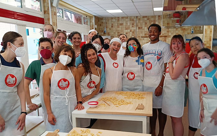 Students learned to make delectable pasta during a pasta lab in Italy.