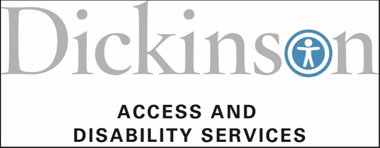 ADS Logo, which is Dickinson with the universal symbol for accessibility in the letter O