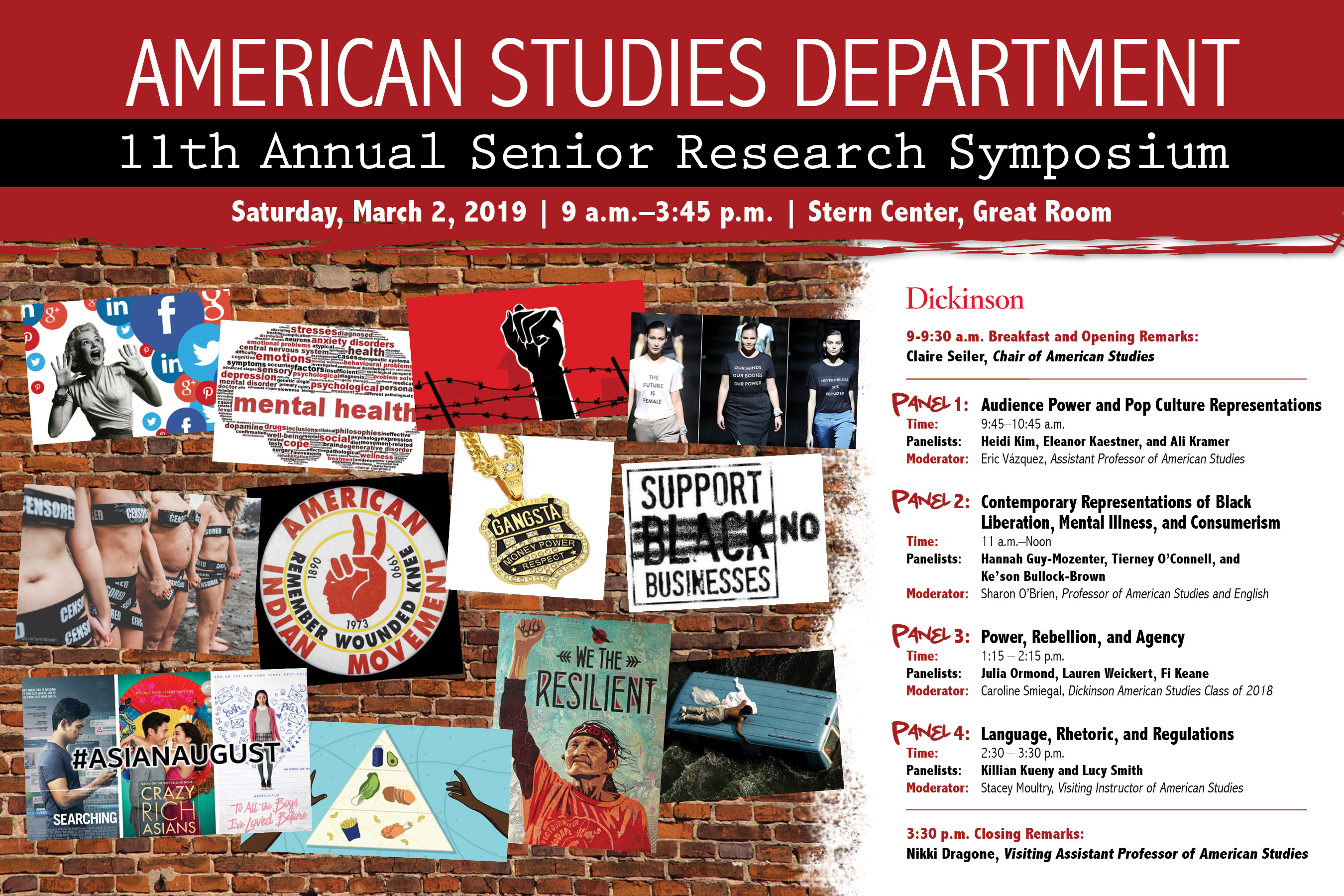 Poster for the 2019 American Studies Senior Research Symposium 