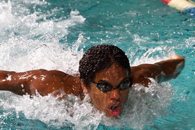 Record breaking swimmer at Dickinson.