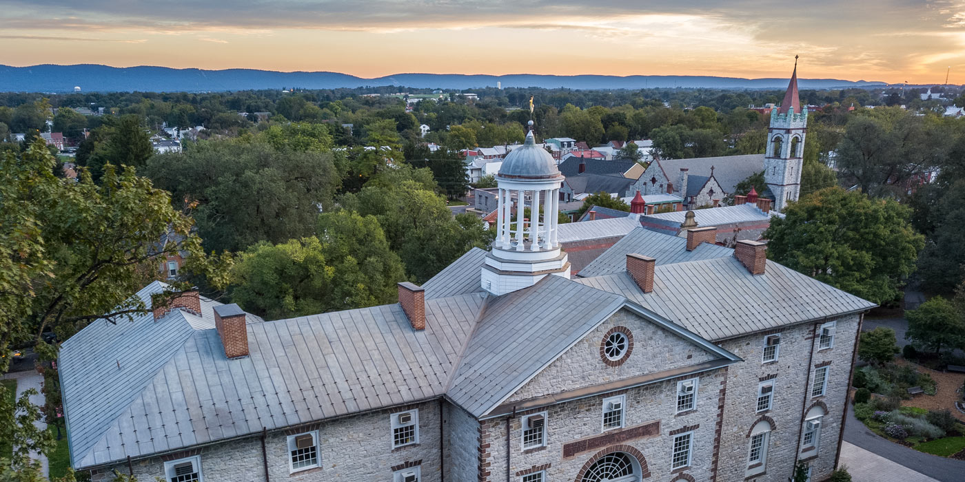 Aerial campus photo of Old West