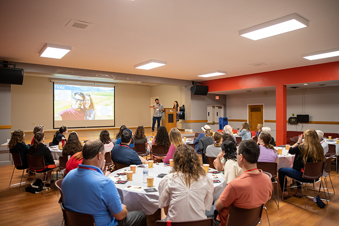 Wildey and her partner, Phillippe Aliaga, gave an on-campus presentation and tasting during the 2023 Alumni Weekend. Photo by Matt Getty.