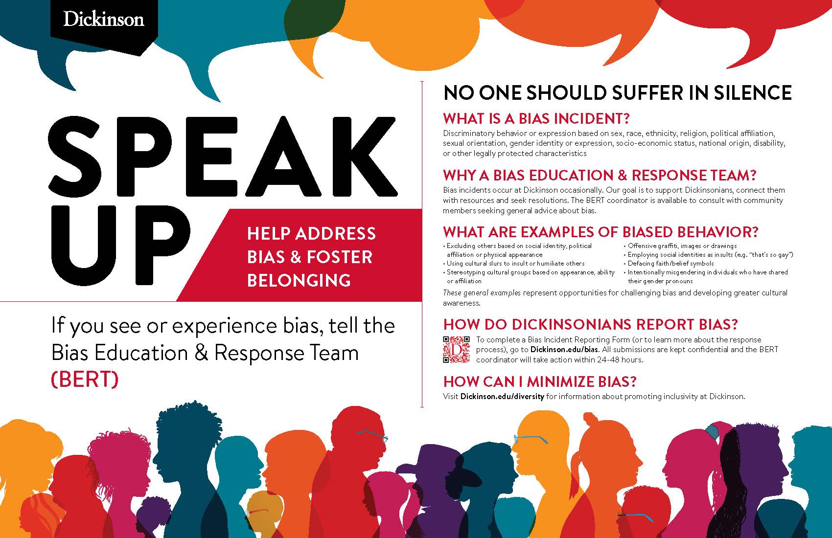 Poster encouraging Dickinsonians to speak up if they see or experience bias