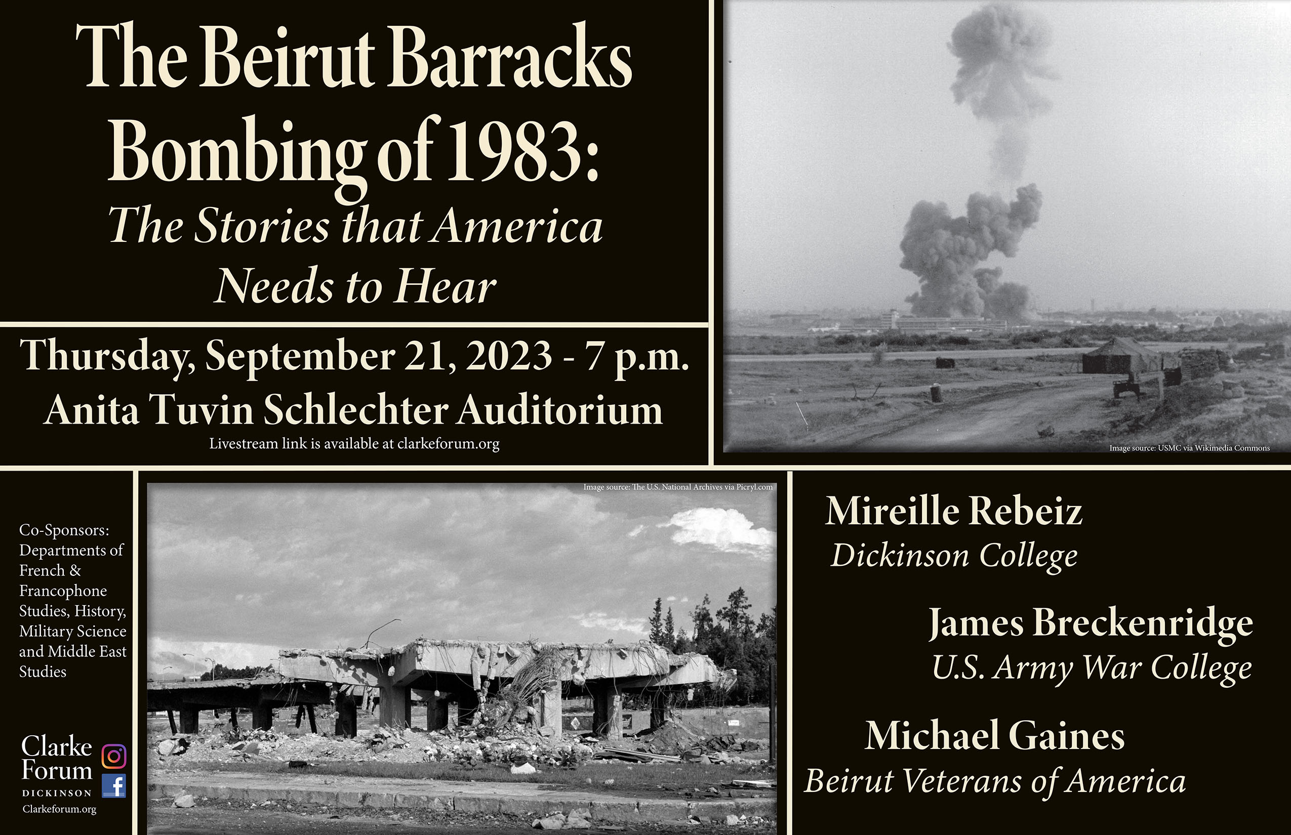 poster for panel discussion on the Beirut bombing