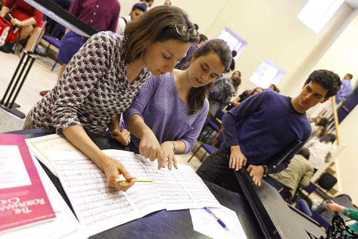 Scholar and educator Amy Wlodarski was awarded a 2024 Guggenheim Fellowship. Above, she works with choir members in 2016.