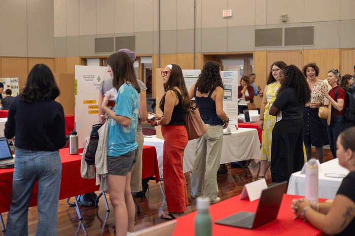 Students gather at Dickinson&rsquo;s Summer Experiential Learning Showcase. Photo by Zoey Bochicchio '28.