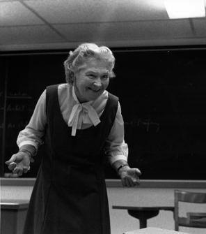 Photo of Russian and German department faculty Marianna Bogojavlensky in the classroom.