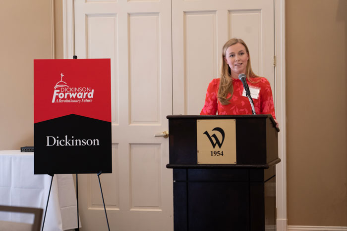 Mackenzie Brielmann '23 discussed the impact of scholarship support on her life at a recent Dickinson event in the Washington, D.C., region.