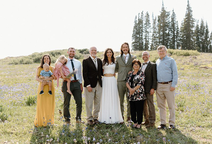 Cherie Snyder ’72 (third from right) with her family.