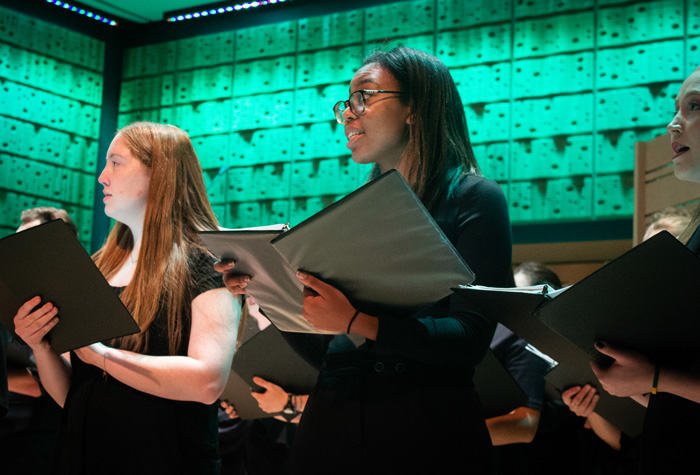 The Dickinson College Choir performs in the Rubendall Recital Hall. Photo by Claudia Bonaccorsi '22. 