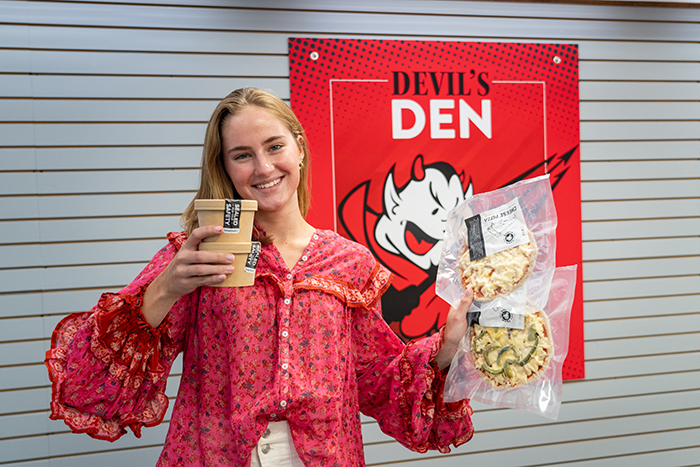Wood-fired pizza and scratch-made, organic soup are now available at the Devils Den! Photo by Dan Loh.