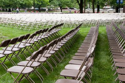 Preparations are underway for Commencement.