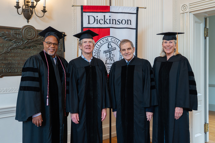 The honorary degree recipients pose together before the ceremony. 