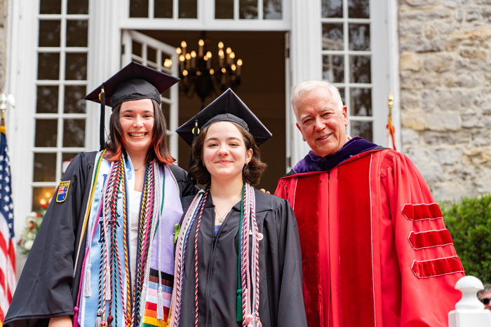 Ella Piergrossi and Carys Chase-Mayoral are recognized as the winners of awards for high academic standing and scholarly achievement. Photo by Dan Loh.