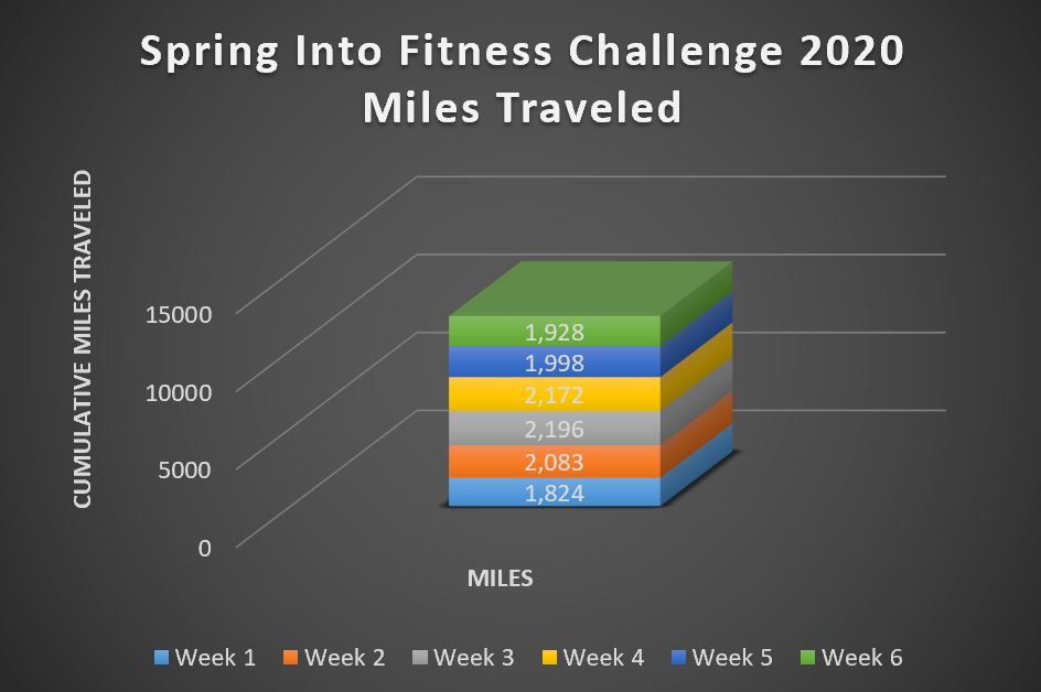 2020 spring into fitness challenge cumulative weekly exercise minutes week 6 results
