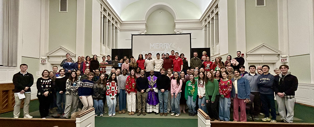 A photo of the Dickinson Catholic Campus Ministry within a church 