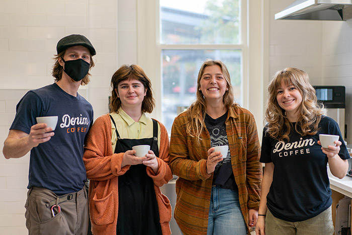 Sharing a cup of joe at Denim Coffee at The Quarry. Photo by Dan Loh.