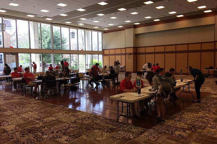 Photo of students signing up marrow registry drive participants in 2017