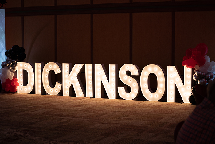 Dickinson in lights. Photo by Dan Loh.