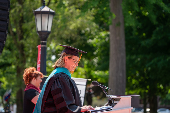 Federal Emergency Management Agency (FEMA) Administrator Deanne Criswell urged the graduates to solve the world’s “wicked problems” and be the “stewards of our future.”