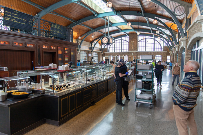 President Jones marvels at one of Epic’s dining halls, which is designed to resemble Grand Central Station.