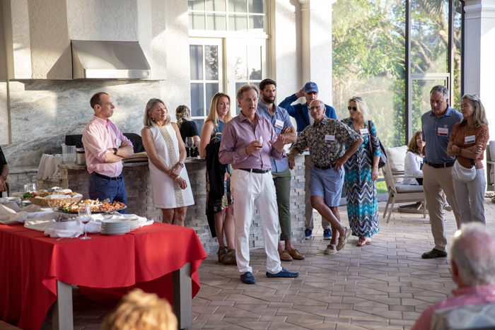 John Paz ’78 urges attendees to support Dickinson during the Naples, Florida, event.
