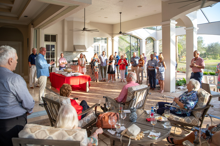 President John E. Jones III ’77, P’11, addresses guests during the Dickinson Forward Tour stop in Naples, Florida, which was hosted by George Hager '78.