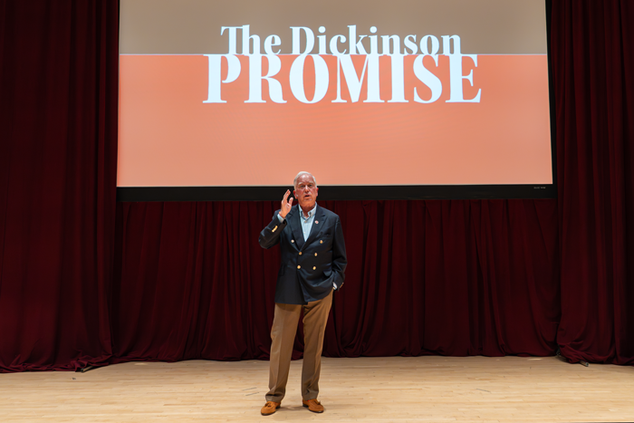 President Jones announces the Dickinson Promise.