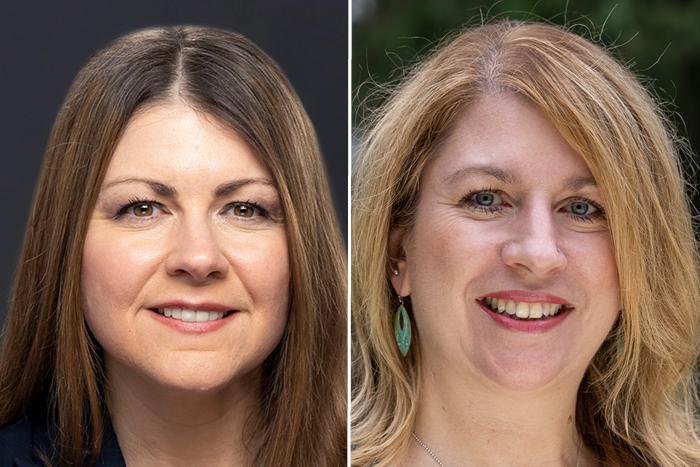 Portraits of two women side by side.