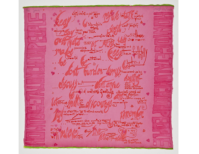 Image: Suzanne McClelland (American, b. 1959), Pussy, 2002, letterpress on linen pulp paper, 14.6 x 22.5 in. (37.15 x 57.15 cm). The Trout Gallery, Gift of Eric Denker ‘75. 2010.8.1.&nbsp;