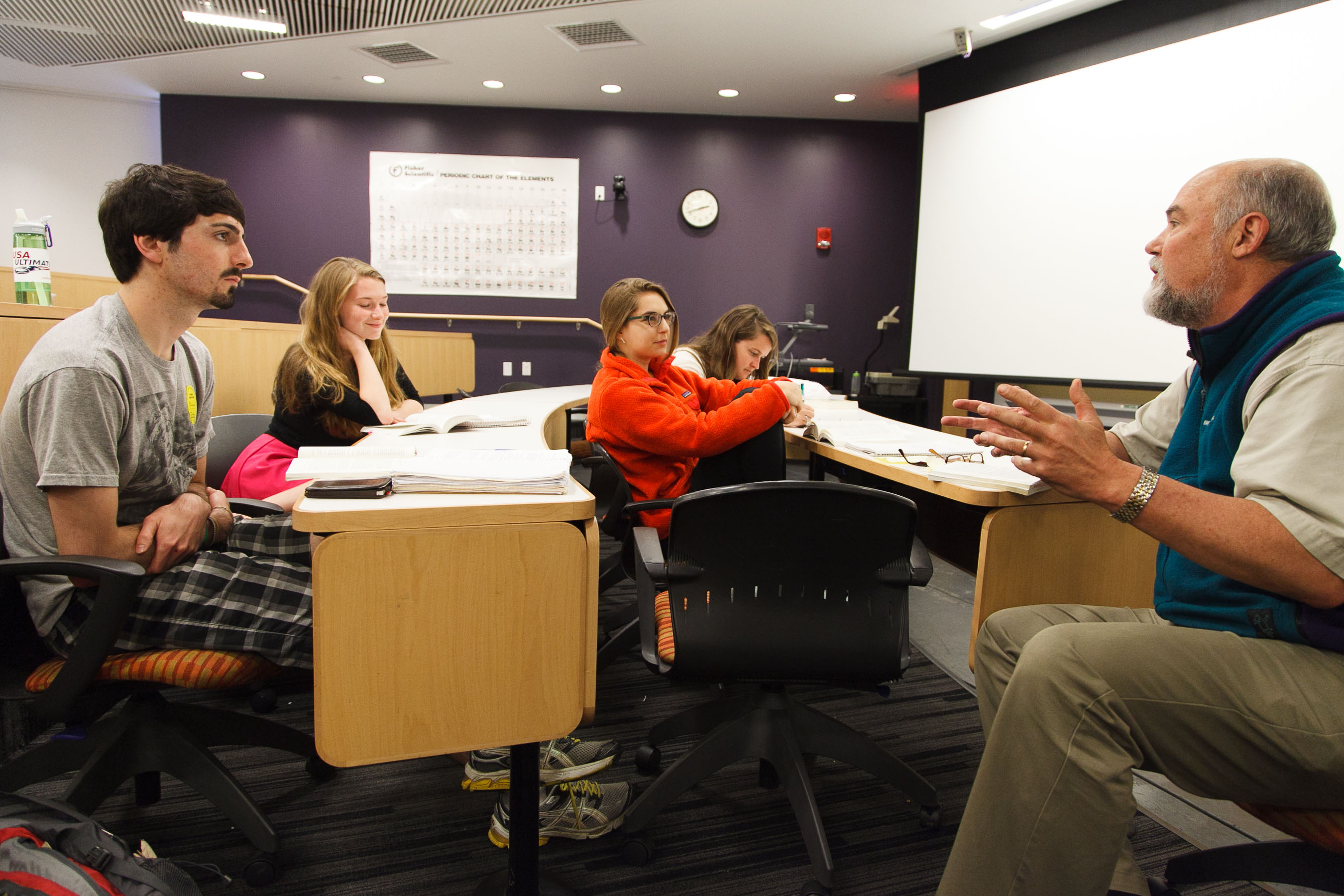 Professor actively teaching students