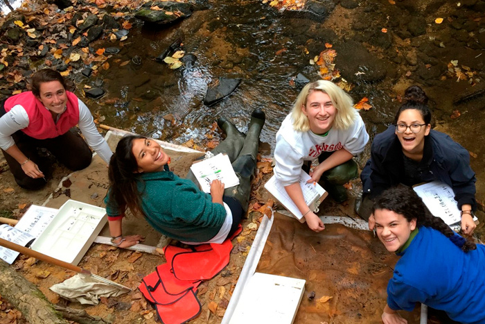 Student doing research in the field