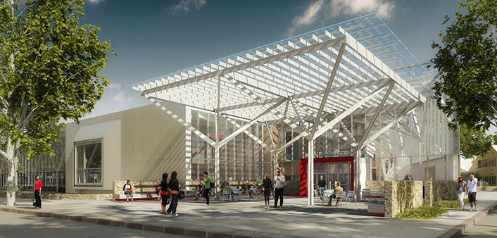 Kline Fitness Center: Cherry Street entrance (architects: Cannon Design).