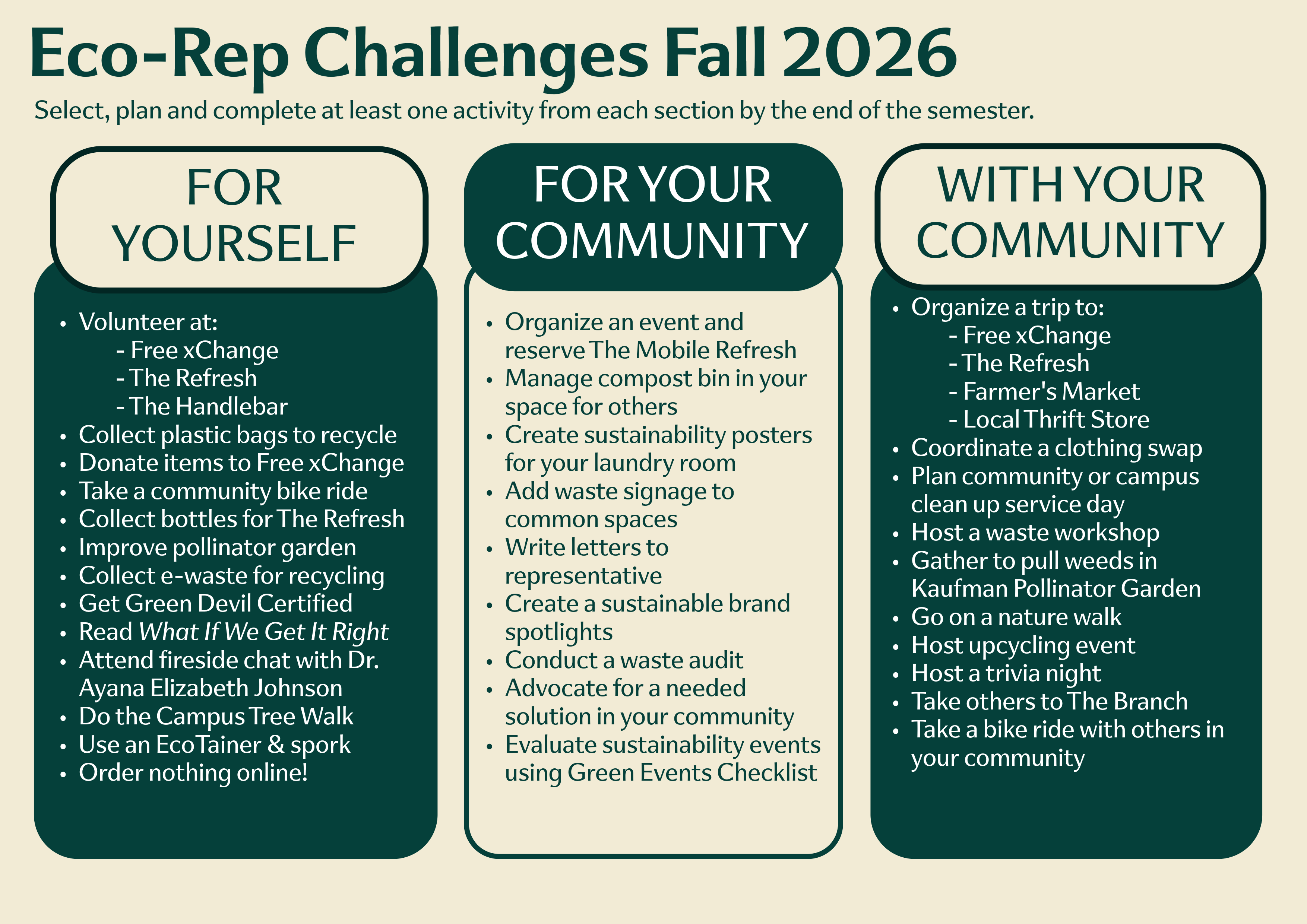 Eco-Rep challenges fall 2026