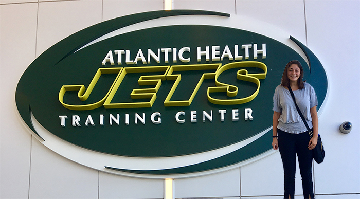 Melding her passions for sports and community engagement, Erica Wells '19 found opportunities abound as a community relations intern with the New York Jets.