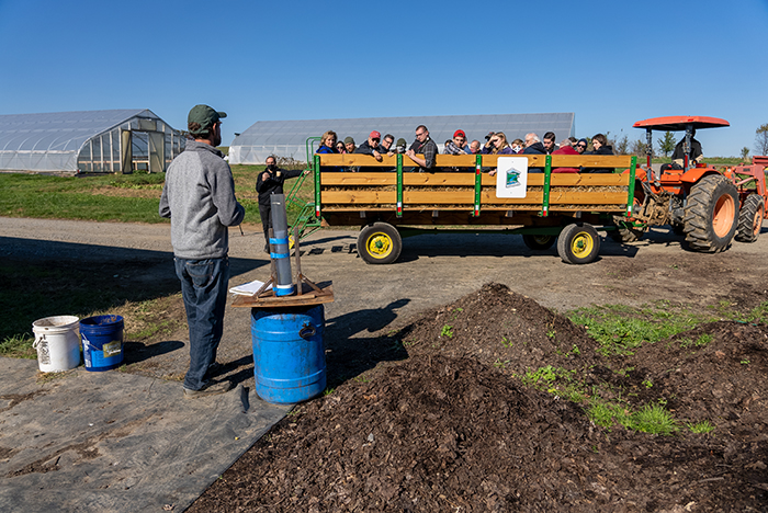 Dickinson students, faculty, staff and community members kicked off the Nov. 6 workshop with a tour o the College Farm. Photo by Joe O'Neill.