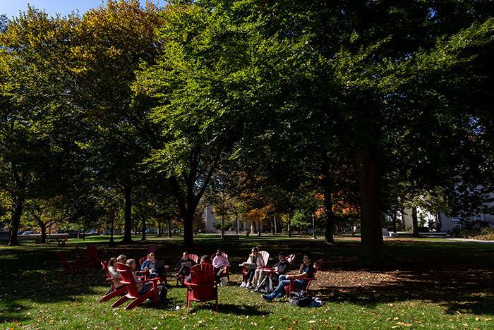 Classroom outside in the fall