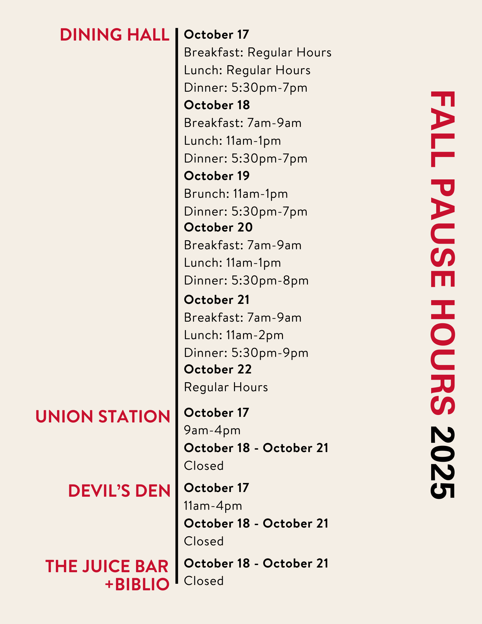 Fall pause hours