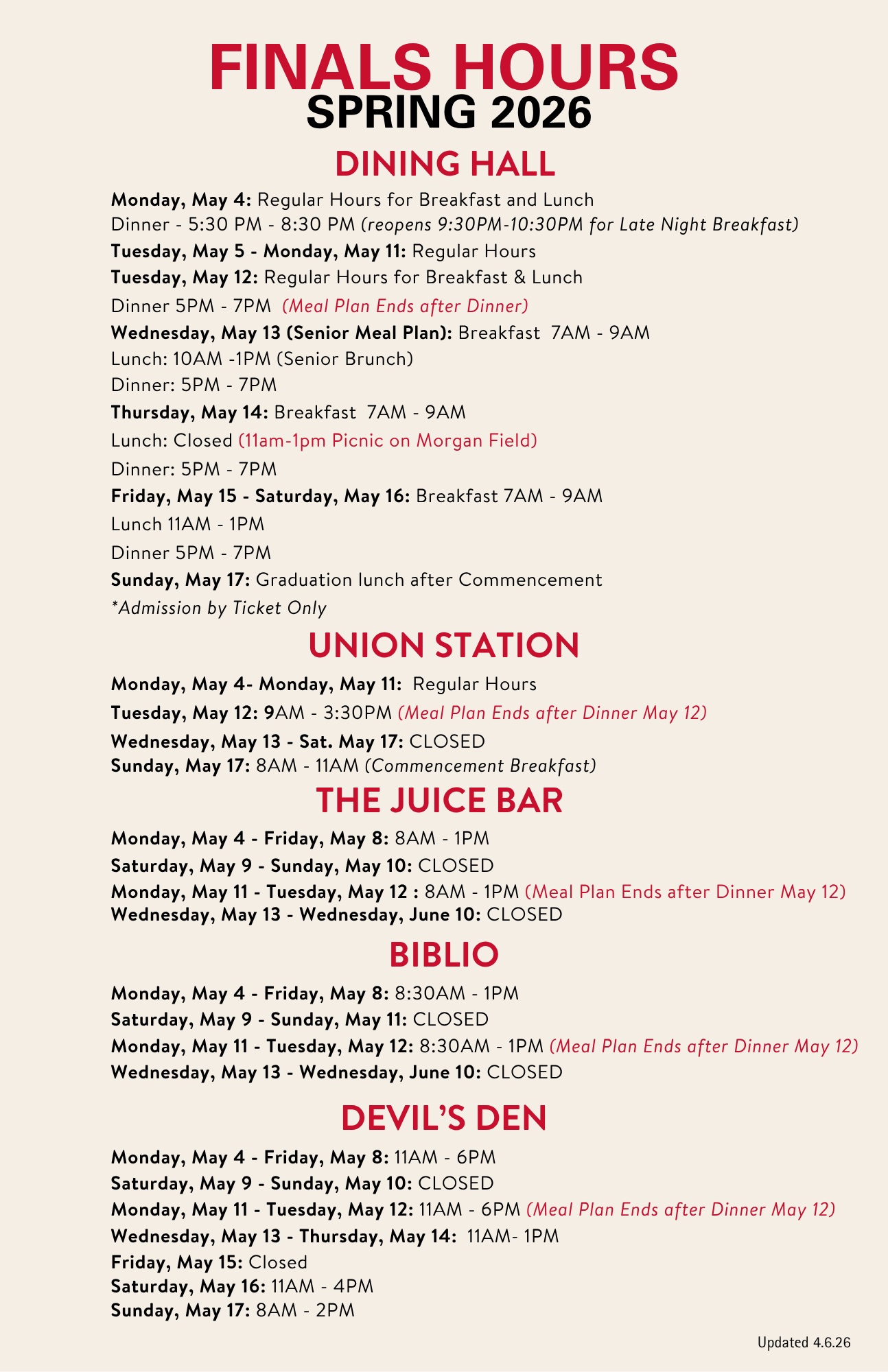 Finals Hours Spring 2026